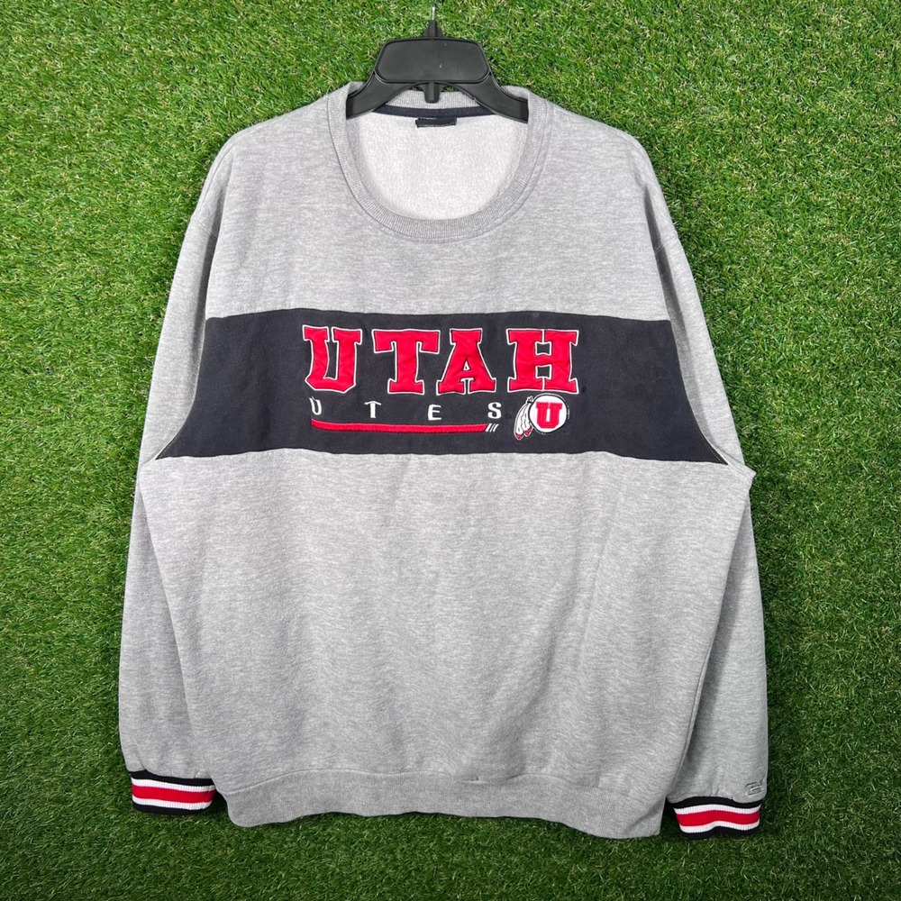 Colosseum Utah Utes Mens XXL Crewneck Sweatshirt Gray Black Embroidered Fleece